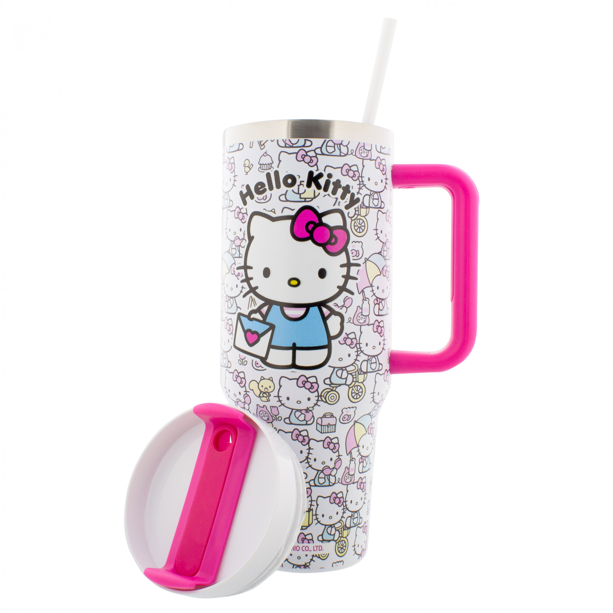 Hello Kitty All Over Print Tumbler with Lid and Straw